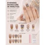 Nude‑Gold Gradient Iridescent Butterfly Press‑On Nails, Luxury Gold French Plaid Almond False Nails
